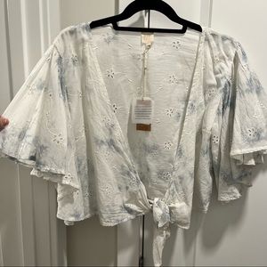 White floral swim coverup